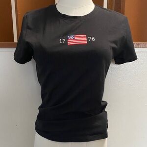 Lucky Brand Black Tee with USA Flag and 1776